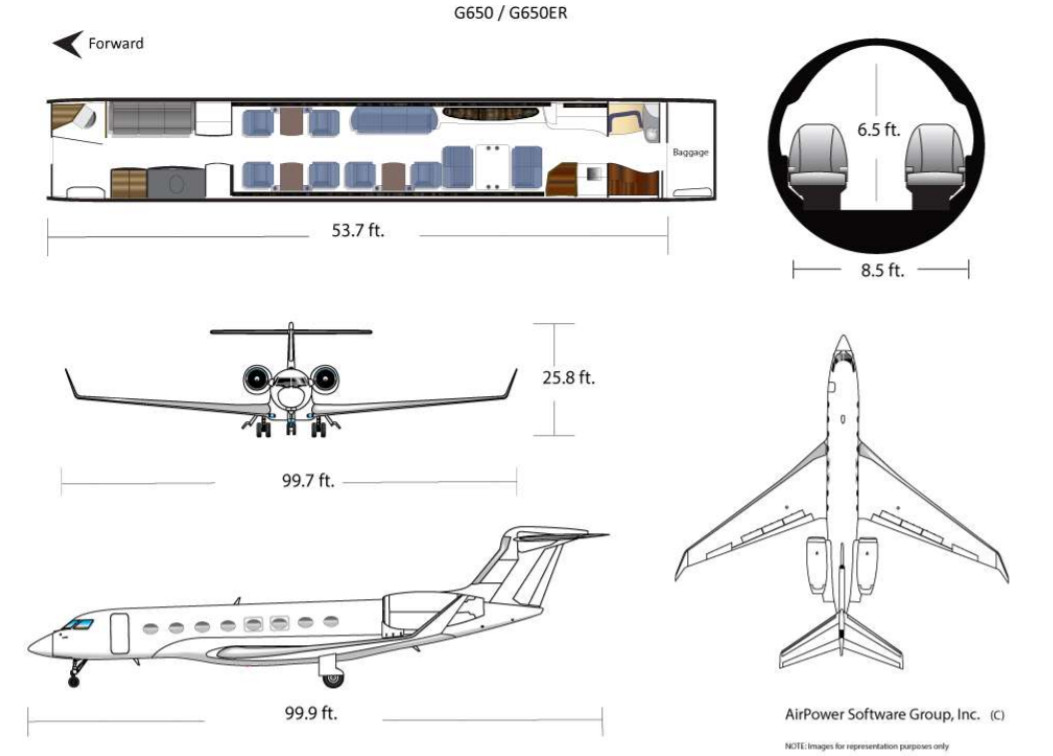 Gulfstream G650 floorplan