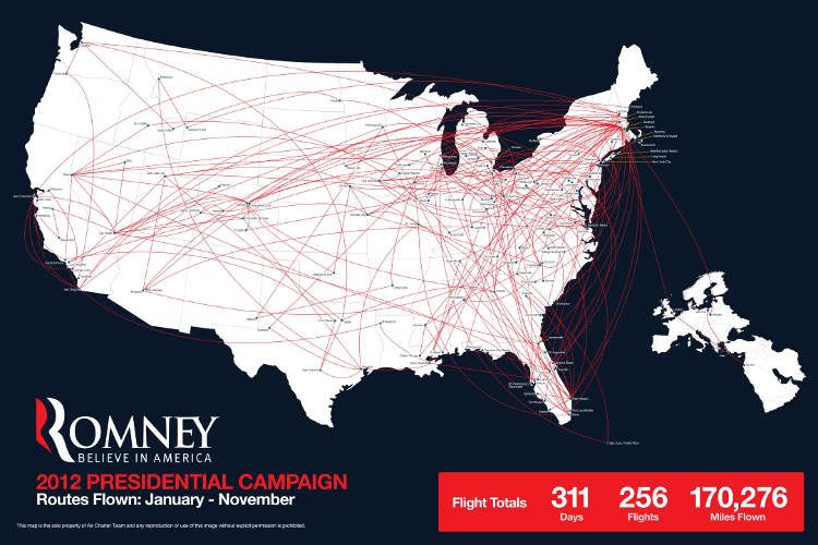 Romney Campaign Flight Map